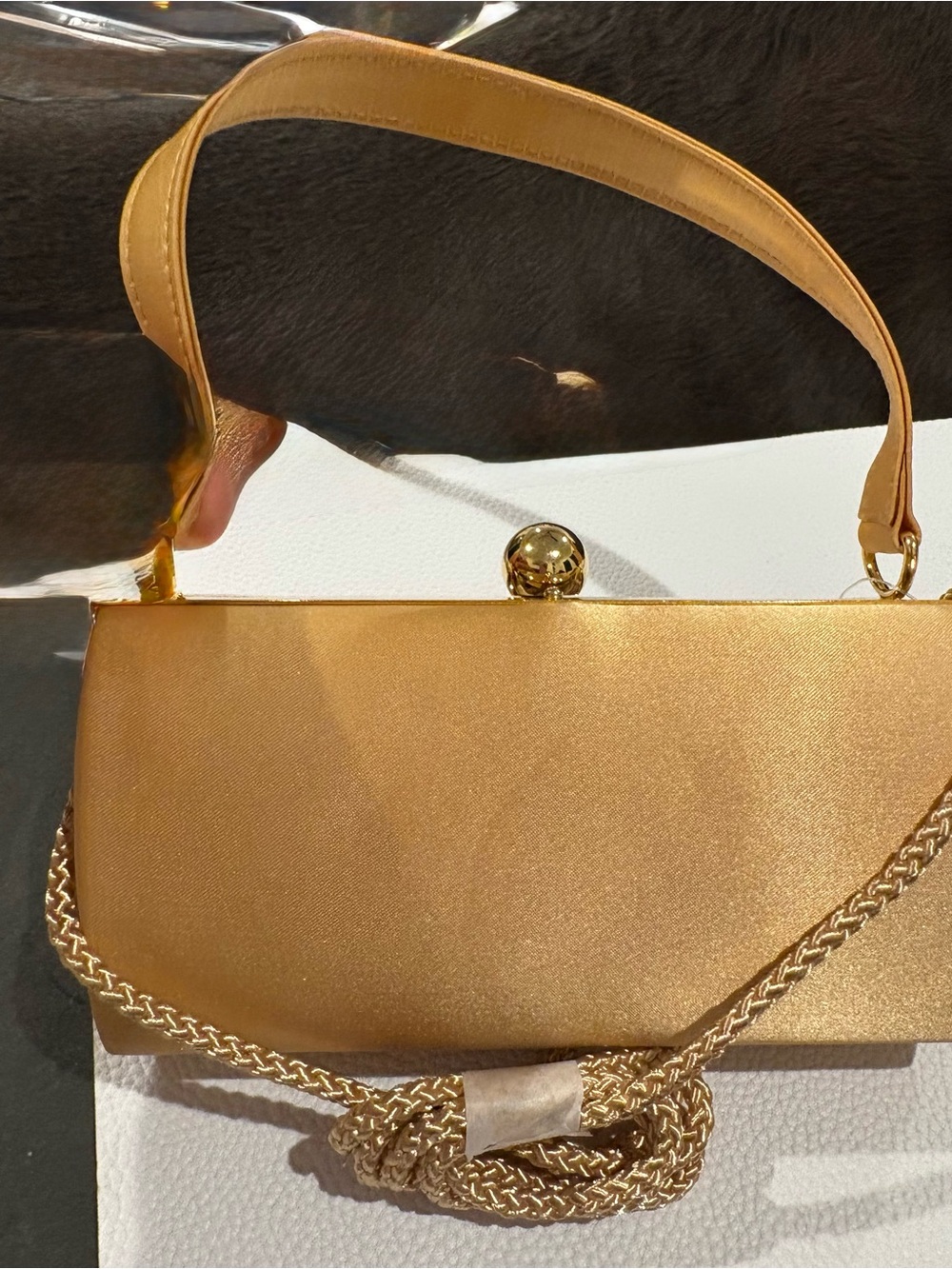 Gold Satin Evening Clutch Handbag